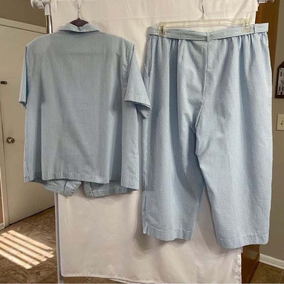 Striped Floral Embroidered Alfred Dunner Pants Set Summer Coastal Grandma - Picture 9 of 9